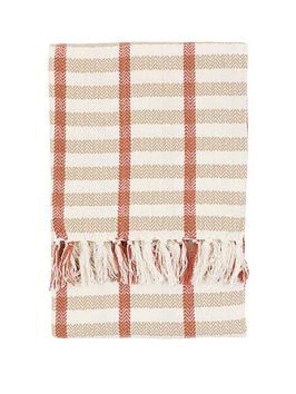 Image of Crossland Grove Mars Grid Woven Throw Rust and Natural 5.06109E+12