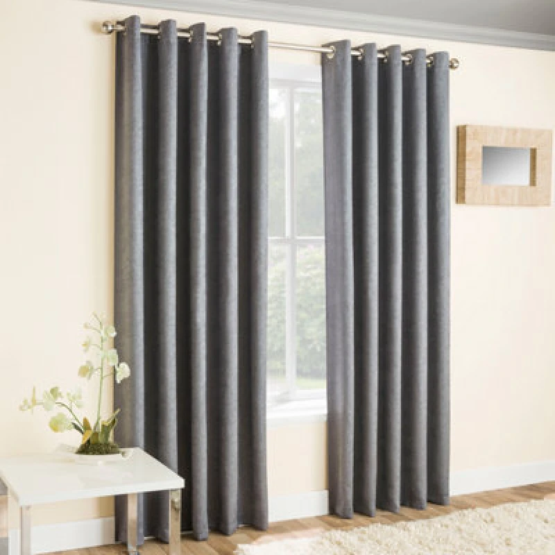 Image of Enhanced Living 'Vogue' Grey Eyelet Thermal Noise Reducing Dim Out Curtains Pair Grey