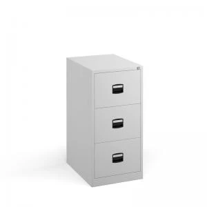 image of Steel 3 drawer contract filing cabinet 1016mm high - white