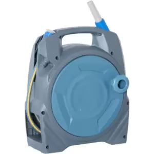 image of 20m Garden Hose Reel with Simple Manual Rewind, Compact and Portable - Grey - Outsunny