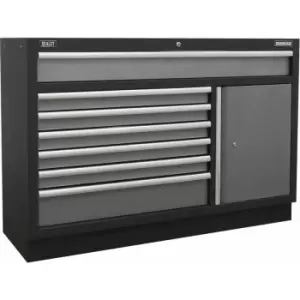 image of 1360mm Modular 7 Drawer Floor Cabinet - Ball Bearing Slides - Locking - 2 Keys