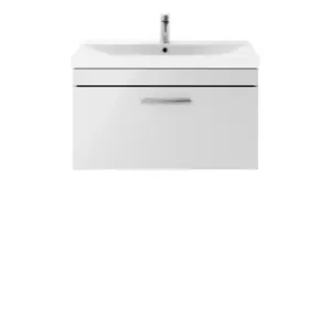 image of Nuie Athena 800 Wall Hung Single Drawer Vanity & Thin-edge Basin - Gloss Grey Mist