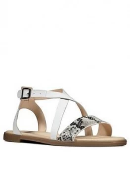 Clarks Bay Rosie Leather Flat Sandal - Grey Snake, Grey Snake, Size 5, Women