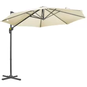 image of Outsunny 3 x 3(m) Cantilever Parasol Garden Umbrella with Cross Base White - Cream