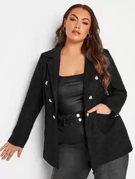 Image of Yours Boucle Blazer - Black, Size 14, Women