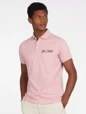 Barbour Hirst Tartan Pocket Polo Shirt, Pink, Size L, Men