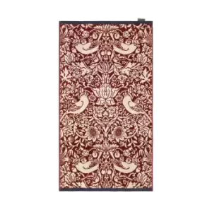 image of William Morris Stawberry Thief Bath Towel, Red