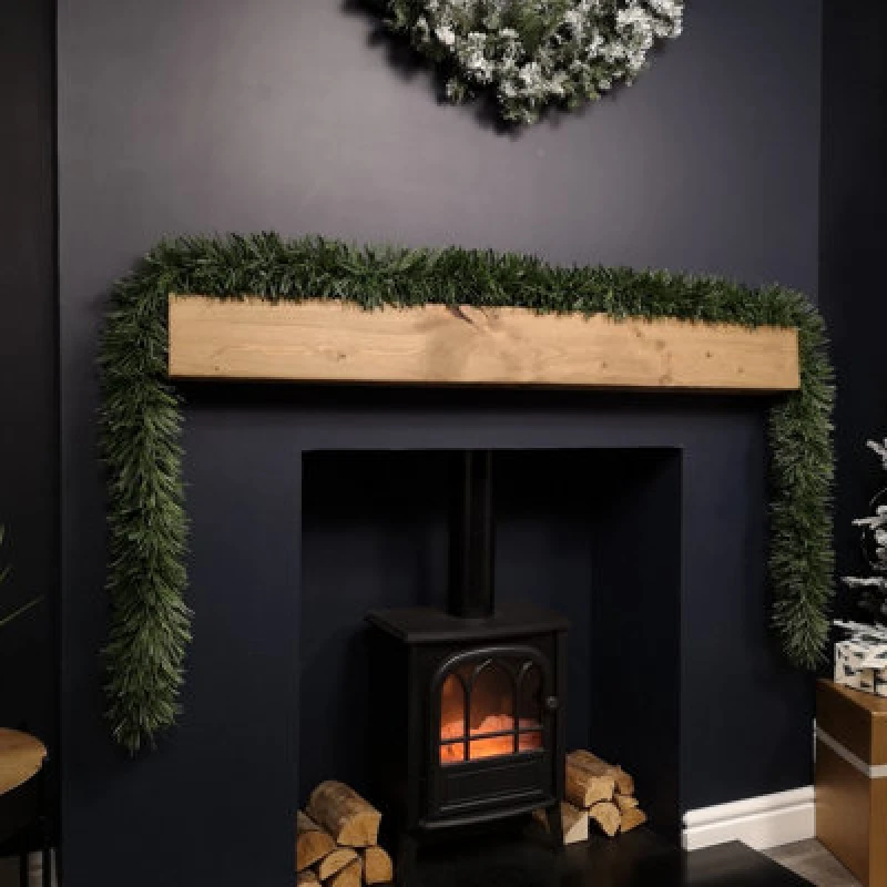 Image of Samuel Alexander 3M X 15Cm Festive 6 Ply Chunky Green Pine Christmas Tinsel Garland Decoration