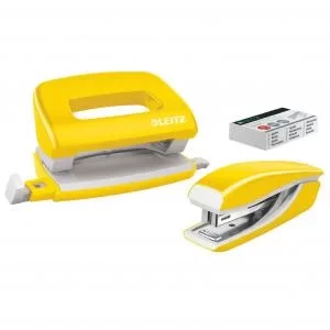 Image of Leitz NeXXt WOW Mini Stapler and Hole Punch Set. 10 sheets. Handy mini
