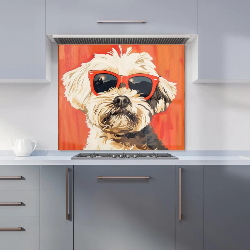 Image of Warren Reed - Designer Cool Pup in Sunglasses Kitchen Splashback Size: 600mm x 750mm Multicolor Unisex 600mm x 750mm