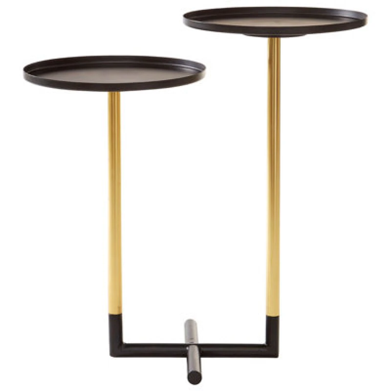 Image of Premier Housewares Interiors By Premier Elegant Duplex Side Table, Versatile Bedside Table For Bedroom, Dual Table Top Side Table For Livingroom Gold