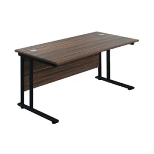 image of Jemini Rectangular Double Upright Cantilever Desk 1800x800x730mm Dark Walnut/Black KF820260