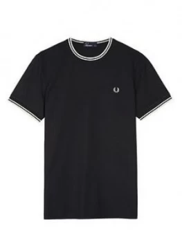 image of Fred Perry Tipped T-Shirt, Black, Size 2XL, Men