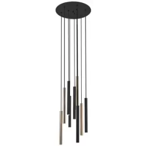 image of Zumalinelighting - Zumaline Loya Integrated LED 9 Light Cluster Pendant Ceiling Light, Matt Black, French Gold