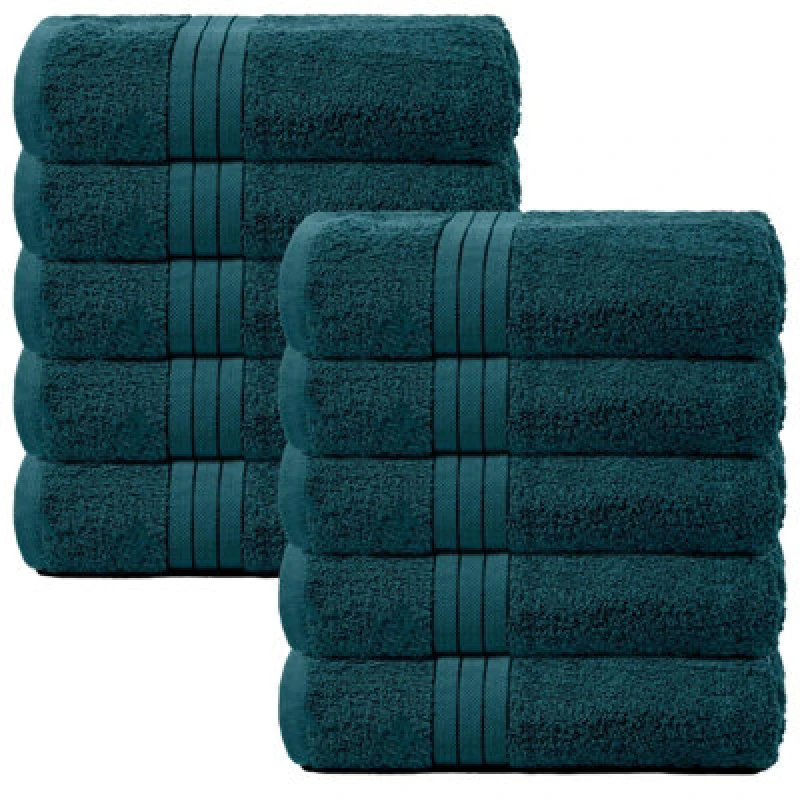 Image of OHS OHS 10 Pack of 100% Cotton Bathroom Bath Towel in Teal Teal Bath Towel Unisex 5027434202751
