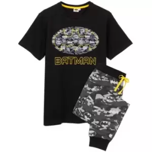Image of Batman Mens Logo Camo Long Pyjama Set (XXL) (Black/Grey)