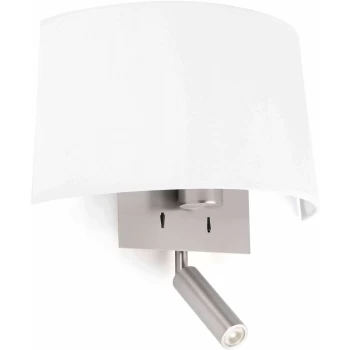 image of Faro Volta - 1 Light Indoor Wall Light Reading Lamp White, Satin Nickel, E27