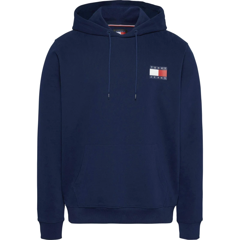 Image of Tommy Jeans Mens Regular Essential Flag Hoodie Navy C1G male XL