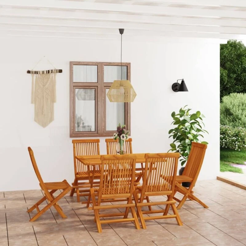 Image of VIDAXL 7 Piece Garden Dining Set Solid Teak Wood Vidaxl 8720286227381