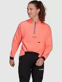 Image of adidas Hike Halfzip Sweat, Light Red, Size L, Women