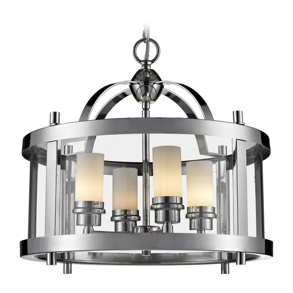 image of New York 4 Light Lanterns Pendant Ceiling Light Silver, E14 - Cosmo