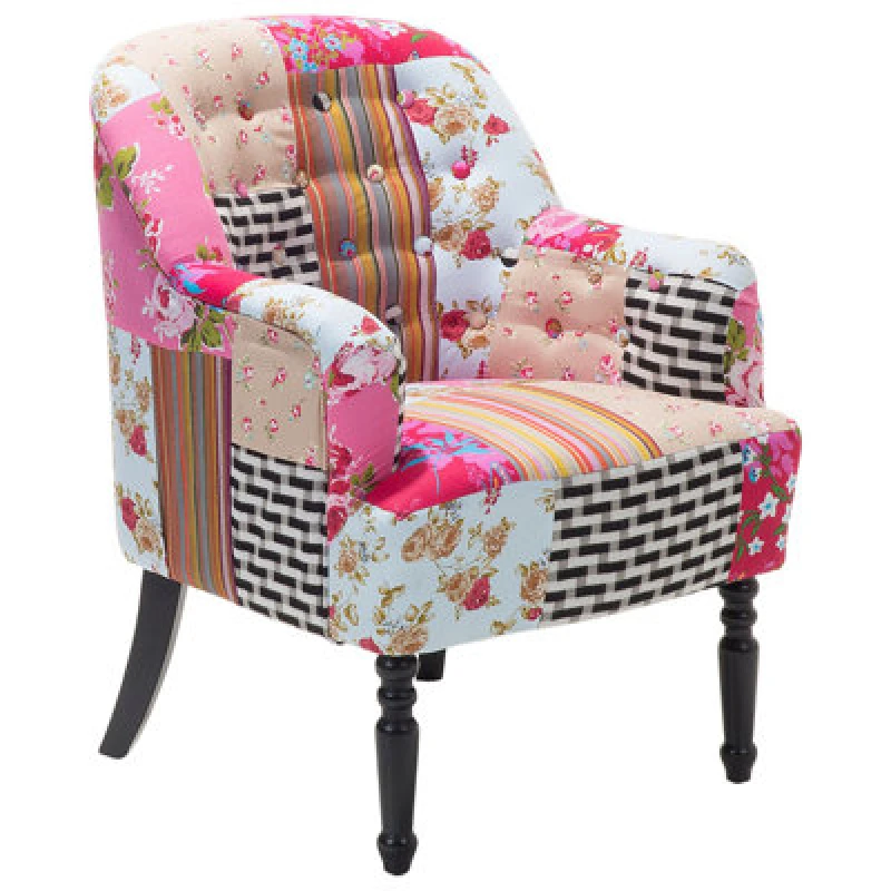 Image of Beliani Boho Armchair Mandal Fabric Pink