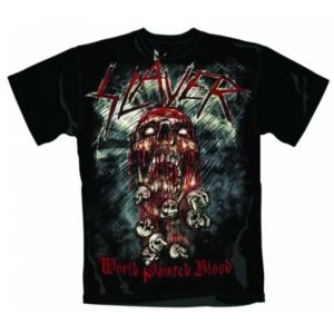 image of Slayer - World Painted Blood Skull Mens Medium T-Shirt - Black