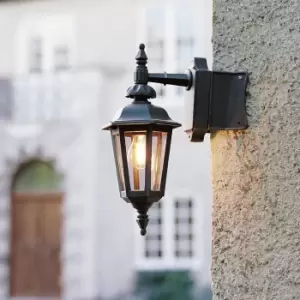 image of Pallas Outdoor Classic Lantern Down Wall Light - Matt Black, IP23