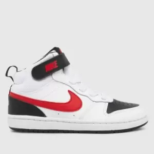Image of Nike white & red court borough mid 2 Junior Trainers