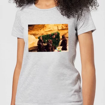 Image of Star Wars Jawas Christmas Tree Womens Christmas T-Shirt - Grey - L