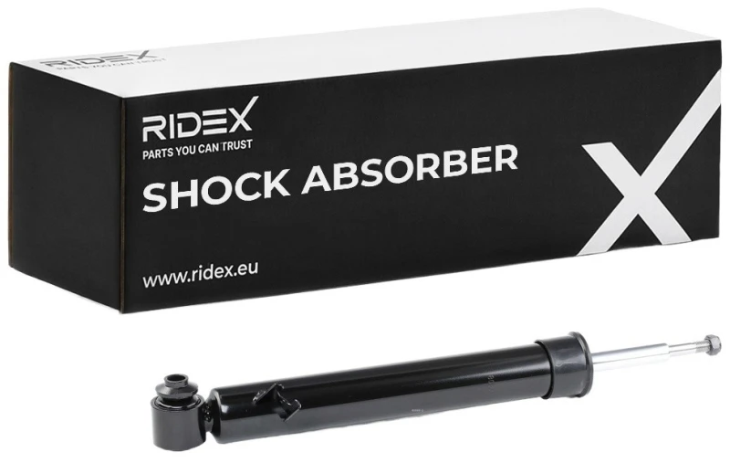 Image of RIDEX 854S17917 Shock absorber Rear Axle Left, Gas Pressure, Twin-Tube, Telescopic Shock Absorber, Bottom eye Shock Absorber (854)