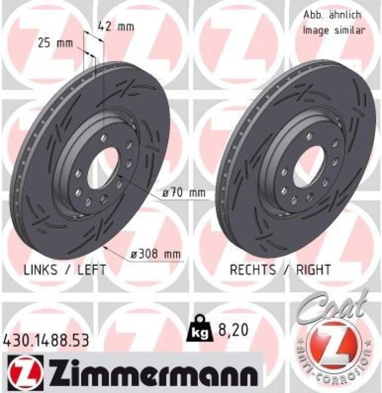 Image of ZIMMERMANN Brake disc ZIMMERMANN 430.1488.53