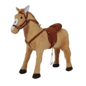 Image of HOMCOM Childrens Plush Rocking Pony W/Sound-Beige