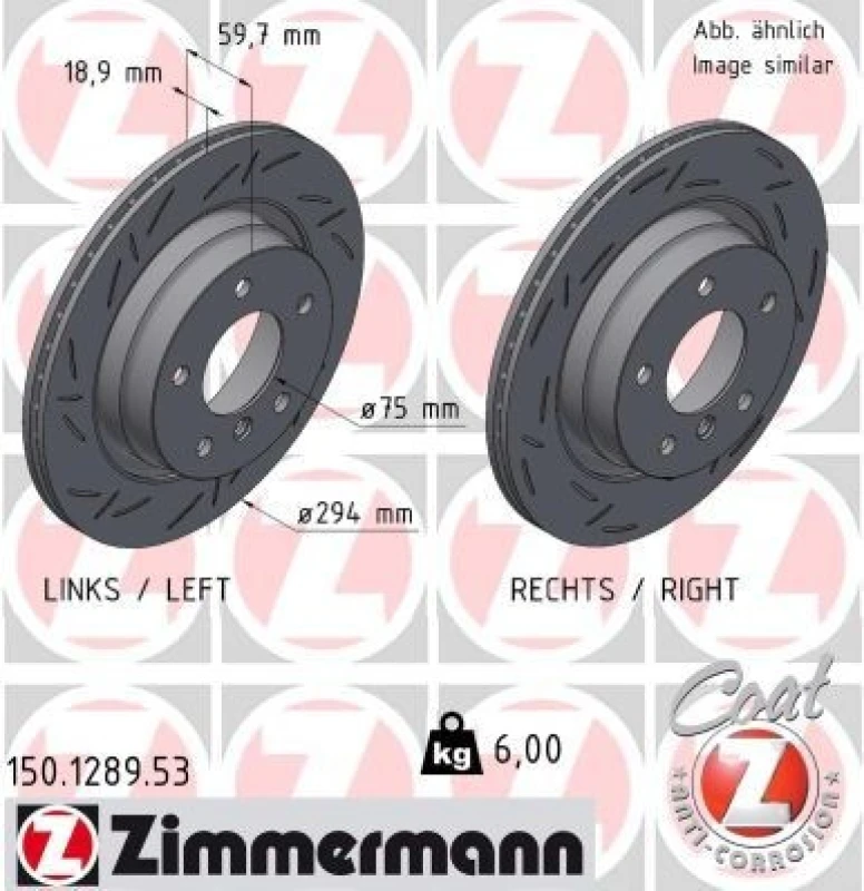 Image of ZIMMERMANN Brake disc ZIMMERMANN 150.1289.53