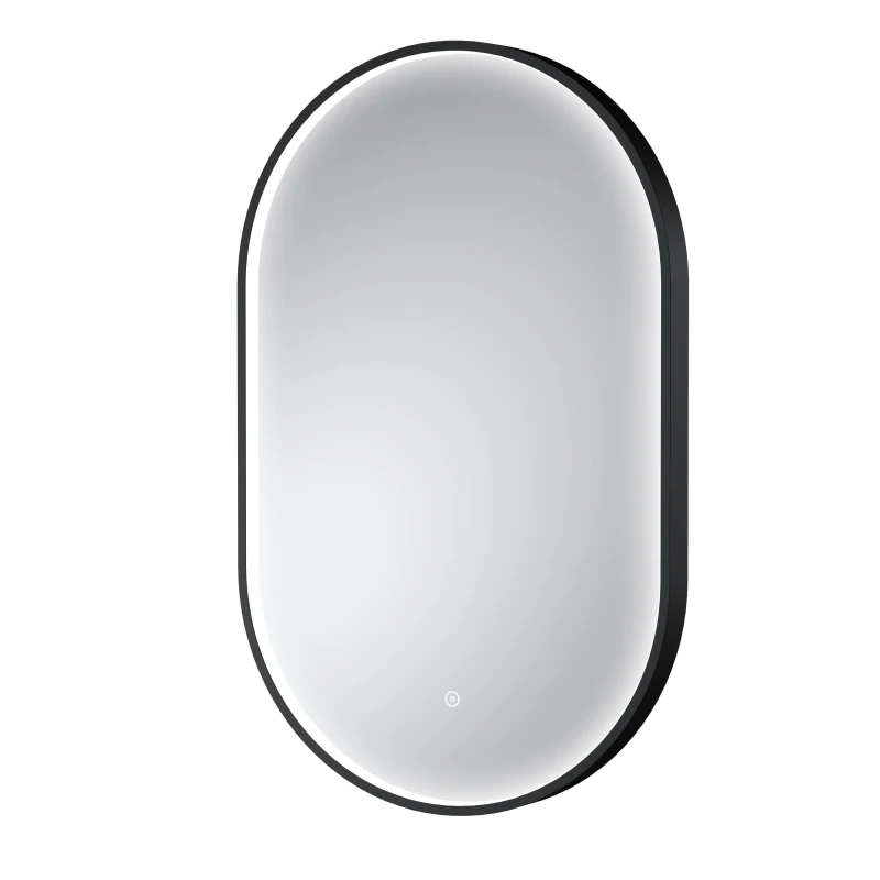 Image of Balterley Oval Inset Framed LED Touch Sensor Mirror - 800 x 500mm - Black Black