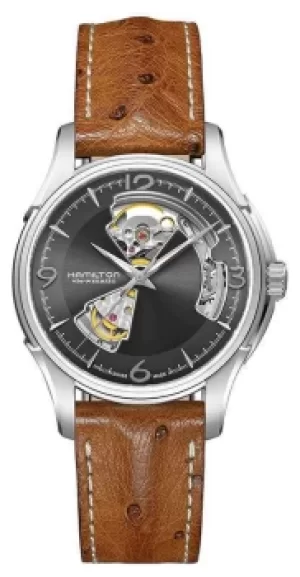 Image of Hamilton Mens Jazzmaster Open Heart Automatic Leather Watch