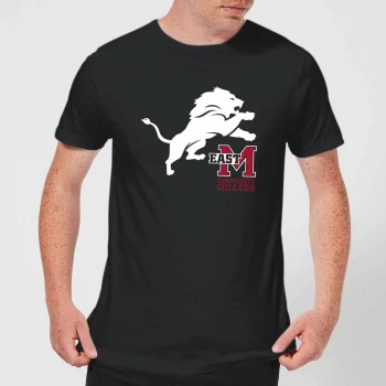 Image of East Mississippi Community College Lion and Logo Mens T-Shirt - Black - 5XL