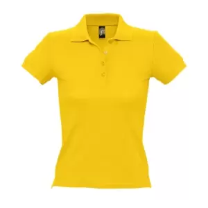Image of SOLS Womens/Ladies People Pique Short Sleeve Cotton Polo Shirt (M) (Gold)