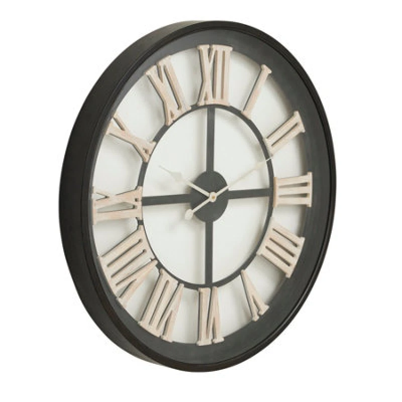 Image of Love Lace Black Framed Skeleton Clock With White Roman Numerals White