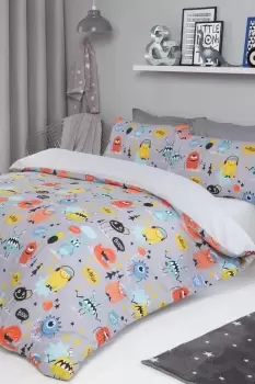 image of Monster Print Duvet Cover with Pillowcase Bedding Set