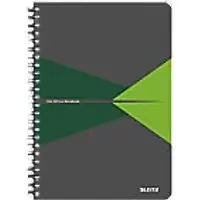 image of LEITZ Office Wirebound Notebook A5 Ruled PP (Polypropylene) Green Perforated Pack of 5