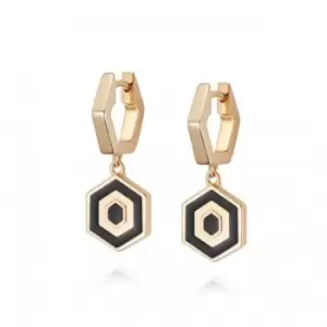 image of Hexagon Palm Drop 18ct Gold Plated Earrings WE20_GP