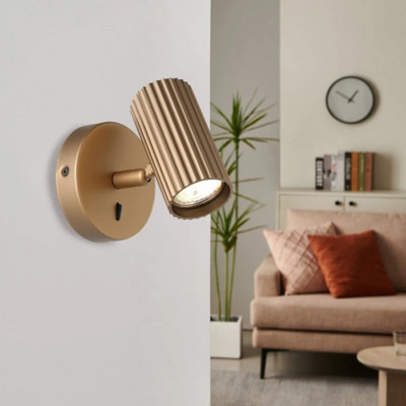 Image of EGLO Eglo Portillo Aluminium & Steel Modern Wall Spotlight, Matte Brass in Gold Gold One Size Unisex 9008606360543
