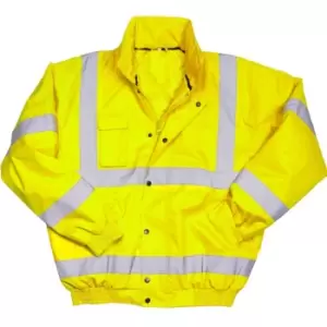 image of Warrior Mens Tulsa Hi-Vis Bomber Jacket (L) (Fluorescent Yellow)