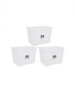 Image of Wham Set Of 3 80 Litre Plastic Storage Boxes