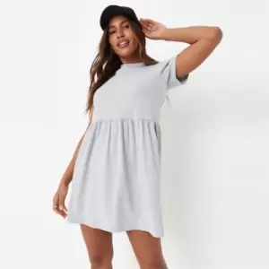 image of Missguided Short Sleeve Smock Mini Dress - Grey