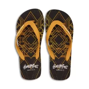 image of BeachyFeet Mens Sleek Flip Flops (11 UK-12 UK) (Black/Orange)