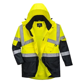 Image of Oxford Weave 300D Class 2 Hi Vis 2-Tone Breathable Jacket Yellow / Navy 2XL