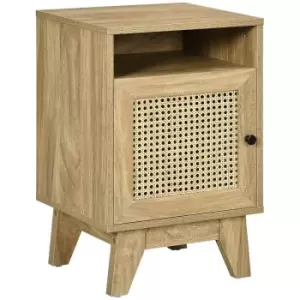 Image of HOMCOM Nightstand Rattan Bedside Table Sofa Side Table With Drawer and Shelf