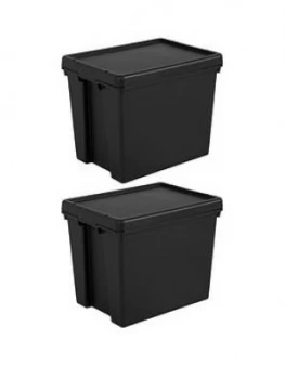 image of Wham Set Of 2 Heavy Duty Recycled Plastic Storage Boxes ; 24 Litres Each